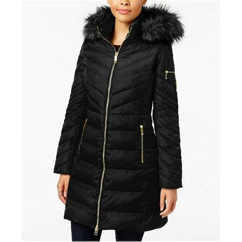 michael michael kors faux fur trim down coat|michael michael kors hooded faux fur trim down puffer coat.